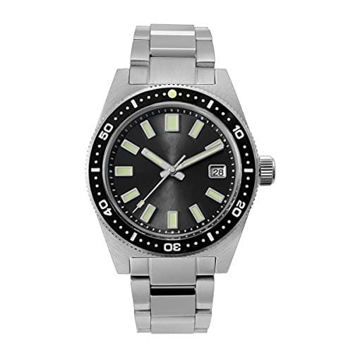 Image of San Martin 62mas SN007 V4 Men's Diver Watches Sapphire Glass Hexagonal Logo NH35 Bracelet Date 20Bar Automatic Mechanical Wrist Watch (Black no Logo)