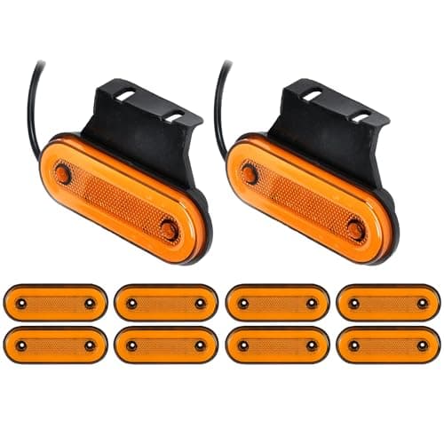 Image of VINSPIRE 10PCS LED Side Marker Lights with Support, Trailer Side Marker Lights, 12-24V Trailer Lights for Truck, Trailer, RV, Lorry, Camper Van, Caravan, Front & Rear Position Lamps(Yellow)