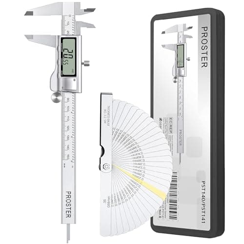 Image of Proster Vernier Caliper Kit 150mm/6Inch Digital Vernier Caliper with Feeler Gauge Fractions/Inch/Metric Measuring Tool for Length Width Depth Diameter