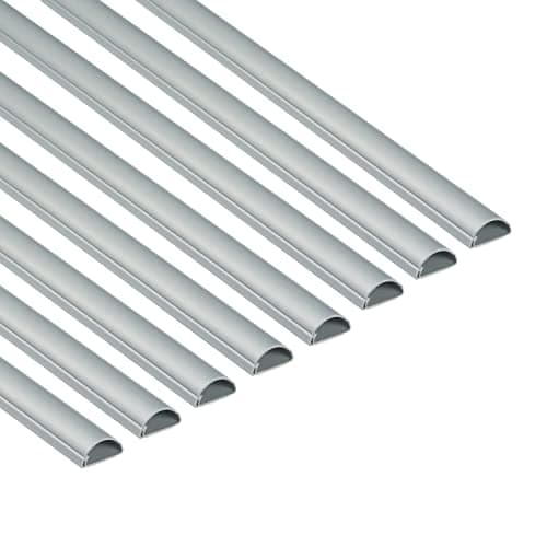 Image of D-Line Mini Cable Trunking 8-Pack, Half Round Cable Cover, Paintable, Self-Adhesive Wire Cover, Hide TV Wires, Cable Management - 8x 30mm (W) x 15mm (H) x 1-meter Lengths (8-Meter) - Aluminium-Effect