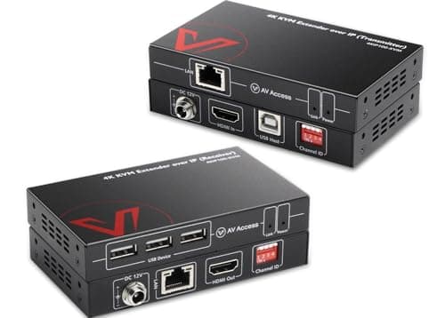 Image of AV Access 120M/390ft 4K KVM Extender over TCP/IP Ethernet, 120Hz High Fresh Rate, 16 Sets DIP Switch, 3 Ports USB 2.0, 4K@30Hz 1080P@120Hz over Single Cat5e/6 Cable, Zero Latency