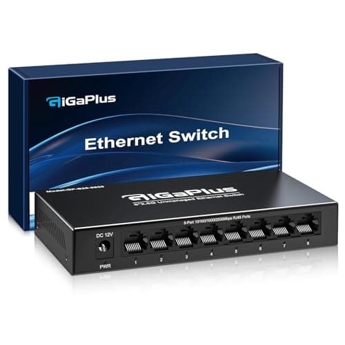 Image of 8 Port 2.5Gb Unmanaged Ethernet Switch with 8* 2.5G Base-T Ports. GiGaPlus 2.5Gbps Network Switch for 2.5Gbps NAS/PC, WiFi6 Router, Wireless AP. Fanless Design, Plug and Play