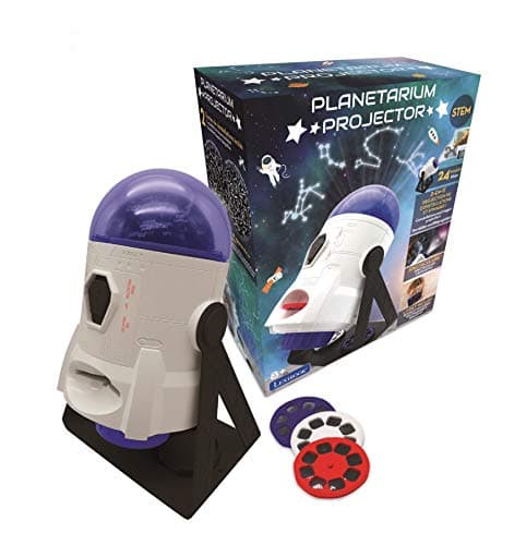 Image of LEXIBOOK, 2-in-1 Planetarium Projector, 24 Images to Discover Space, 2 Constellation Domes, STEM, White/Blue, NLJ180