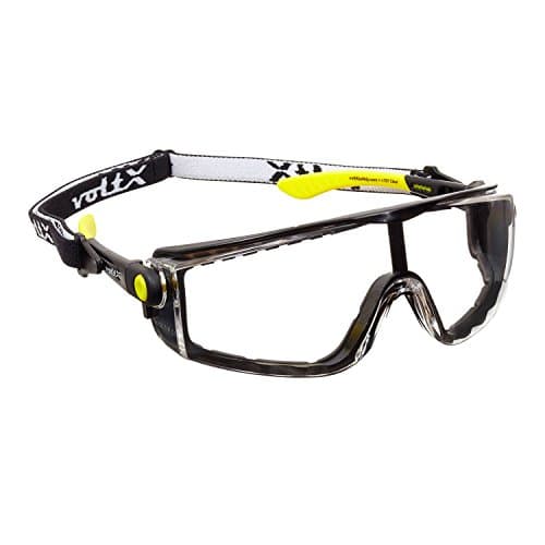 Image of voltX 'QUAD' 4 in 1 CLEAR Lens Safety Glasses, with foam insert, removable headstrap, CE EN166f certified