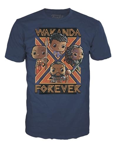 Image of Funko Boxed Tees: Black Pander - Wakanda Forever - Group - (XL) - Black Panther - Wakanda Forever - T-Shirt - Clothes - Gift Idea - Short Sleeve Top for Adults Unisex Men and Women - Movies Fans