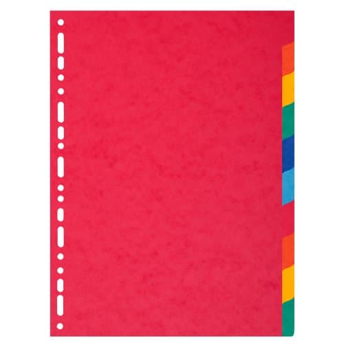 Image of Exacompta - Ref 1410E - Nature Future Dividers - Suitable for A4 Documents, Pre-Punched, 225gsm Genuine Pressboard, 10-Part Dividers, FSC-Certified - Multi-Coloured