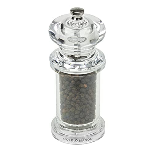 Image of Cole & Mason H50501P 505 Clear Pepper Mill, Precision+, Acrylic, 140 mm, Single, Includes 1 x Pepper Grinder