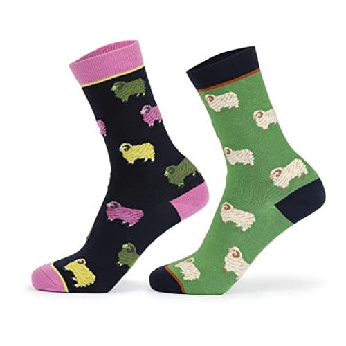 Image of Aubrion - Bamboo Sheep Socks for Boys/Girls - Pack of 2 (One Size) (Green, Pink, Black), Green, Pink, Black, Talla única