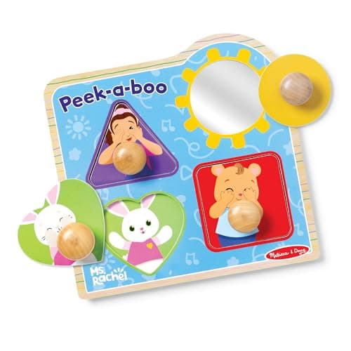 Image of Melissa & Doug Ms. Rachel Wooden Peek-a-Boo Jumbo Peg Puzzle | Learning Toy for Kids | Age 1+ - FSC Certified