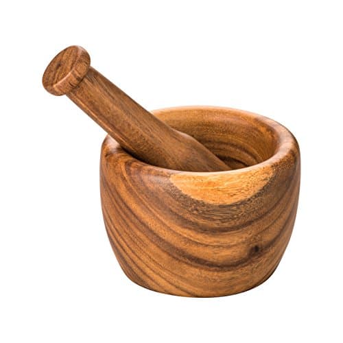 Image of Premier Housewares Socorro Mortar and Pestle, Acacia Wood, 9 x 13 x 13 cm