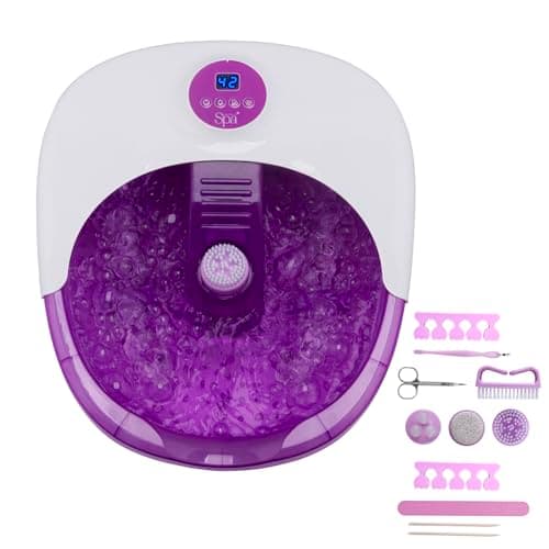 Image of Sensio Spa Luxury Heated Foot Spa Massager - Digital Temperature Control, Bubble Foot Bath 4 Massage Rollers & Vibration - Pamper Feet At Home 9 Piece Pedicure Set, Pumice Stone, Brush, Rotating Balls