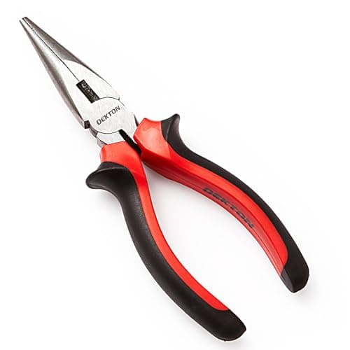 Image of Dekton 6-inch Long Nose Pliers- Precision Needle Nose Pliers| Durable Carbon Steel Construction| Ideal For Gripping, Bending, Cutting Wires| Ergonomic Handle For Control| Essential Tool For Electrical