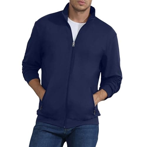 Image of CTU Mens Sweatshirt Full Zip Active Stretchable Jacket Lightweight Long Sleeve Jacket Navy M
