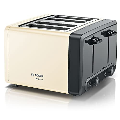 Image of Bosch DesignLine Plus TAT4P447GB 4 Slot Stainless Steel Toaster with variable controls - Cream