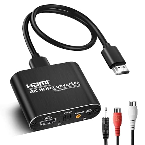 Image of 4K@60Hz HDMI Audio Extractor with 1.2m HDMI Cable avedio links, Optical Toslink SPDIF + 3.5mm AUX Stereo Audio Out, HDmi Audio Converter Adapter Splitter Support ARC HDCP1.4 FullHD 1080P 3D