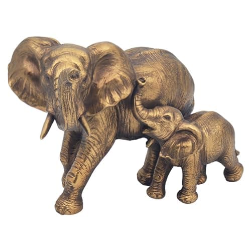 Image of The Leonardo Collection Bronzed Elephant & Calf Figurine