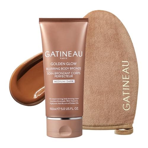 Image of GATINEAU Golden Glow Blurring Body Bronze + Mitt Bundle - 150ml, Instant Sun-Kissed Tan, Skin Perfecting Duo, Streak-Free, Transfer Resistant, Vitamin E, Hyaluronic Acid & Tri-Oil Complex, Medium/Dark