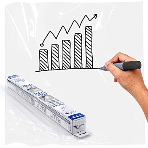 Image of Magic Whiteboard Transparent Static Clearboard Roll for Window, Glass, Wall, Fridges, Doors - Clear, Portable, Easy Clean & Stick On Dry Erase Sheets for School & Office - Reusable up to 30x
