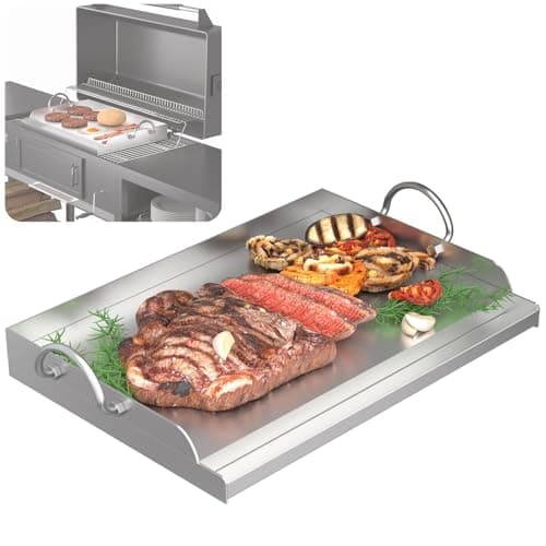 Image of WUDLEP Stainless Steel Griddle, 58x40x7cm Universal Flat Top Griddle, Gas Grill Griddles with 2 Handles for Most Gas Grills, for Camping, Tailgating and Parties