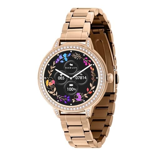 Image of RADLEY Smart Series 33 Amoled HD Smart Watch for Women with 100+ Sports Modes, Heart Rate, Step Counter,IP68, Fitness Tracker, Sleep Monitor and Stainless Steel Rose Gold Plated Strap for IOS Android