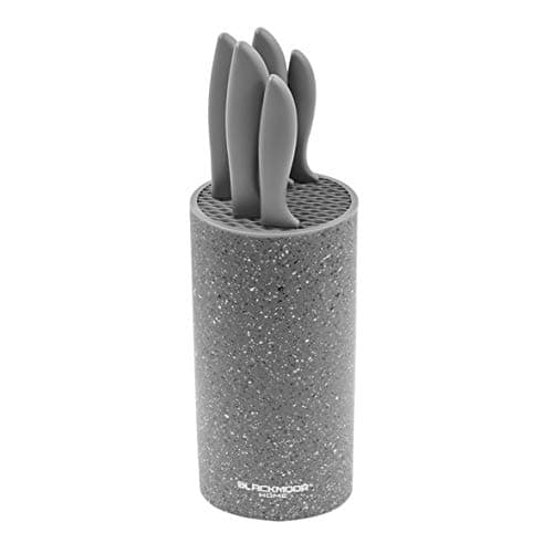 Image of Blackmoor 66919 5-Piece Knife Set/Comes with Freestanding Storage Block/Stainless Steel Knives/Non-Stick Grey Marble Coating/Easy Clean/Modern & Stylish Kitchen Accessory