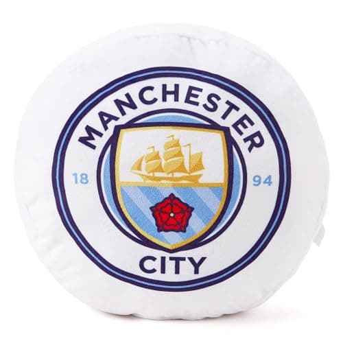 Image of Manchester City FC Officially Licensed Crest Cushion: The 'Cityzens' Essential for Home & Away Match-Day Comfort for Supporters Young and Old