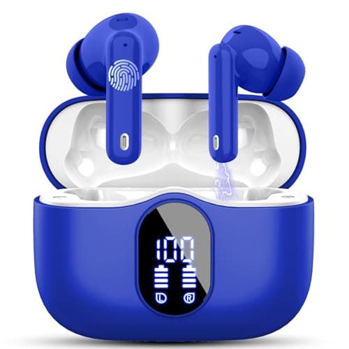Image of Wireless Earbuds, Bluetooth 5.4 Headphones In Ear with 4 ENC Mic, Ear Buds Noise Cancelling 3D Bass Stereo, Bluetooth Earbuds 36H Playtime, NEW Earphones IP7 Waterproof, Customization via App, Blue