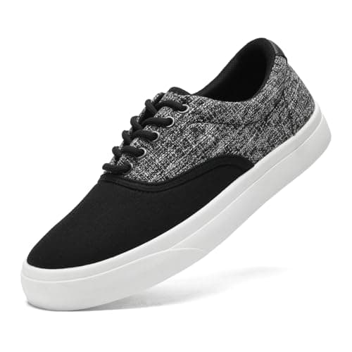 Image of Mens Canvas Shoes Low Top Sneaker Casual Trainers Lace Up Thick Sole Breathable Fashion Plimsolls Pumps Tennis Shoes for Men(Black Grey 290)