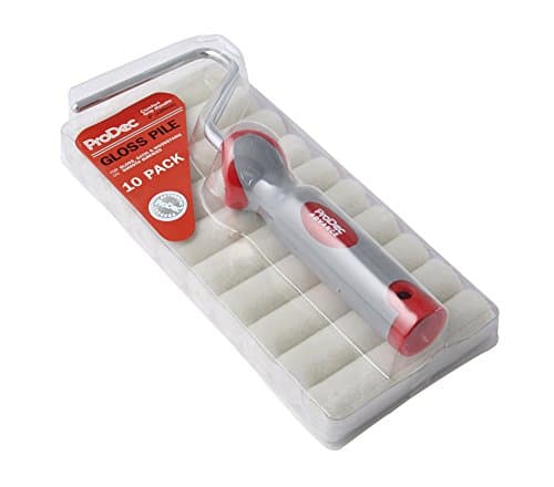 Image of ProDec 10 Piece 4 Inch Gloss Pile Mini Paint Rollers & Frame Satin PRRF002
