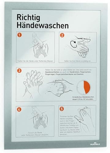 Image of Durable DURAFRAME Self-Adhesive Magnetic Frame | A4 Format In Dark Silver | Pack of 1 Frames | Document Frame for Professional Internal Signage