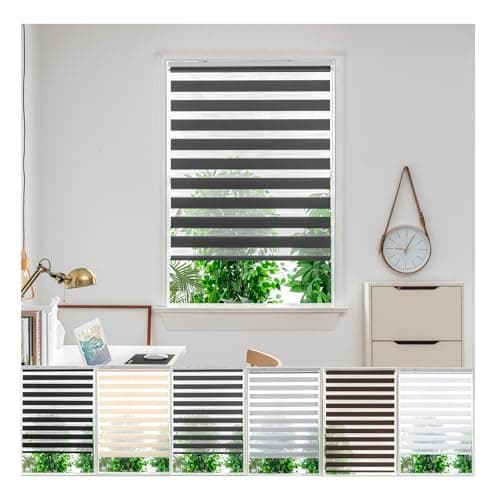 Image of Zebra Day Night Roller Blinds - Made to Measure Day and Night Roller Window Blind with Light Filtering Privacy - Easy Fit Roller Blind by Aprica (Colour Charcoal Grey - Width 120cm Max - Drop 160cm)