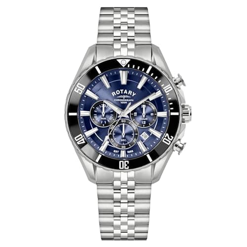 Image of Rotary Men's Apex 100 Chronograph 100M Water Resistance Blue Dial Stainless Steel Bracelet Watch