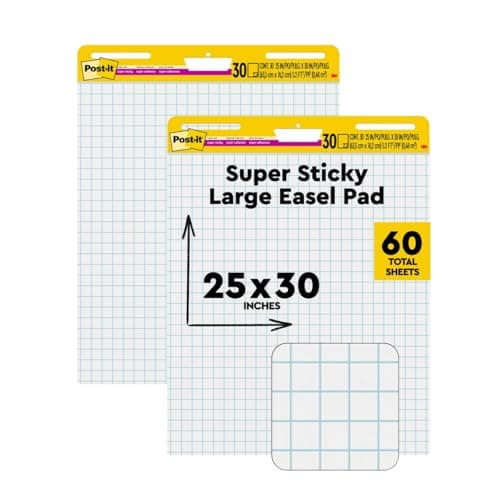 Image of Post-it Super Sticky Self Stick Meeting Chart, 560 Grid Paper, 63.5 cm x 76.2 cm, 30 Sheets, 2 Pads/Pack