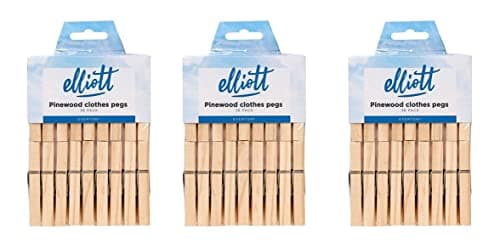 Image of Elliott Wooden Pinewood Clothes Pegs, With Coiled Spring for Firm Grip and Contoured Shape to Prevent Marking Clothes, Bumper Pack Including 108 Pegs, Ideal for Laundry and Perfect for Crafting