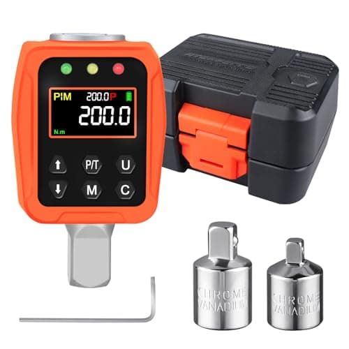 Image of ATsafepro Digital Torque Adapter 1/2" 10-200 Nm,Digital Torque Wrench with Colour LCD Display with Buzzer, 1/4” & 3/8” Adapters for Car & Motorcycle Maintenance