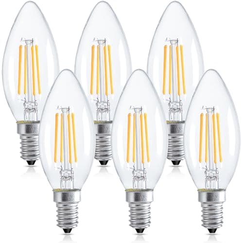 Image of Nottac E14 LED Candle Light Bulbs, Dimmable Small Screw Light Bulb, 4W (40W Equivalent) SES Lightbulbs 2700K 470 Lumens, Edison Bulb Warm White for Lamp Light Bulb Replacement, 6 Pack