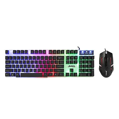 Image of Luminous USB Wired Keyboard and Mouse Set, Full Size Slim Keyboard With LED Light, LED Gaming Mouse, Game or Business, UK Layout, For PC, Laptop, Windows And Mac