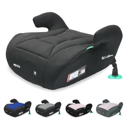 Image of My Babiie MBCSB10 Booster Car Seat - Lightweight at 1kg, Approx. 6-12 Years (125-150cm, 22-36kg), R129, i-Size Backless Child Car Seat, Group 3, Compact, Portable, Ideal for Travel - Black