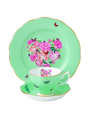 Image of Royal Albert Miranda Kerr 40001837 Blessings Teacup, Saucer & 20cm Side Plate 3 Pc Set, Bone China, Green