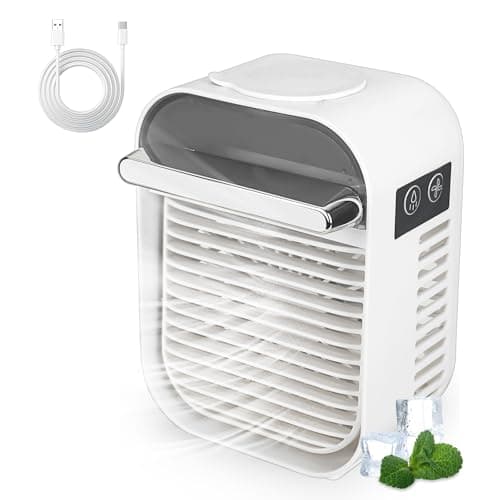 Image of CTDMJ Portable Air Conditioner, 7 Colors Light Cooling Fan 3-in-1 Air Cooler, Evaporative Air Cooler Desk Fan 3Wind Speeds, 2 Spray Modes Mini Air Air Conditioner for Home/Office/Bedroom/Outdoors