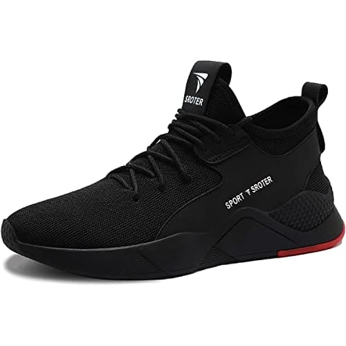 Image of Black Safety Shoes Mens Safety Trainers Womens Steel Toe Cap Trainers Work Boots Lightweight Breathable Industrial Sneakers Black UK 10