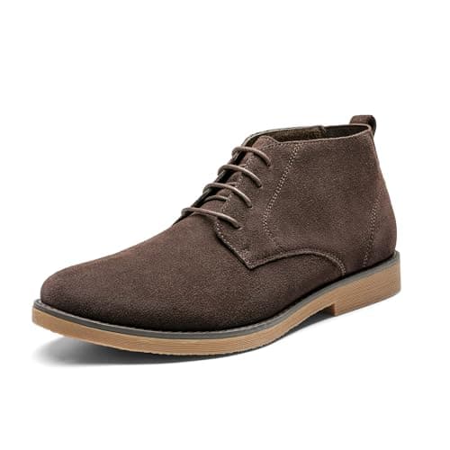 Image of Bruno Marc Men's Chukka Suede Leather Chukka Desert Oxford Ankle Boots,Size 8,DARK/BROWN,CHUKKA