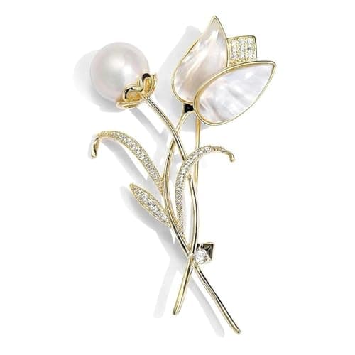 Image of JYTDBCS Pearl flower brooch flower corsage brooch Brooch Premium imitation fritiri Pin Pearl Tulip Delicate Flowers Luxury style suit coat accessory corsage,flower corsage brooch