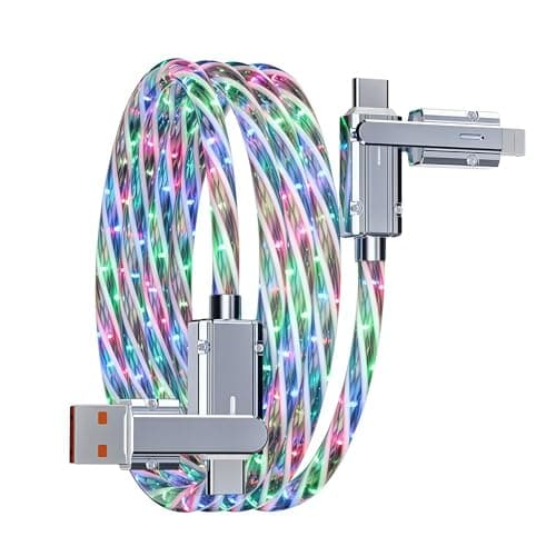 Image of YCTech 4 in 1 Multi Charger Cable 1M, Fast Charging [100W/PD 27W] USB-C/USB-A to iPhone/USB-C LED Light Cable for iPhone 17/16/15 Pro Max 14 Plus, Samsung Galaxy S25/S24 Ultra, Google Pixel, Universal