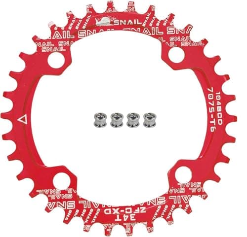 Image of FOMTOR 104 BCD Chainring 34T 7-12 Speed Compatible CNC 7075 Aluminum Narrow Wide Tooth Round Chainrings for MTB/Road Bike Ebike Chainwheel Red