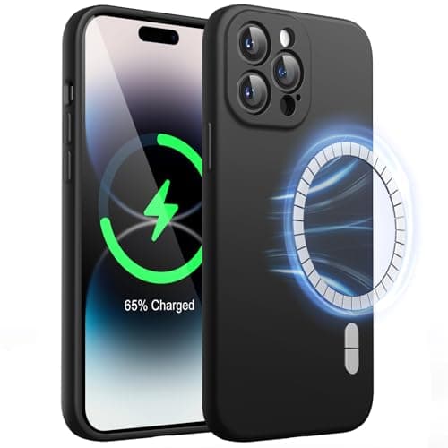 Image of JETech Magnetic Silicone Case for iPhone 14 Pro Max 6.7-Inch, Compatible with MagSafe, Phone Cover with Camera Lens Full Protection (Black)