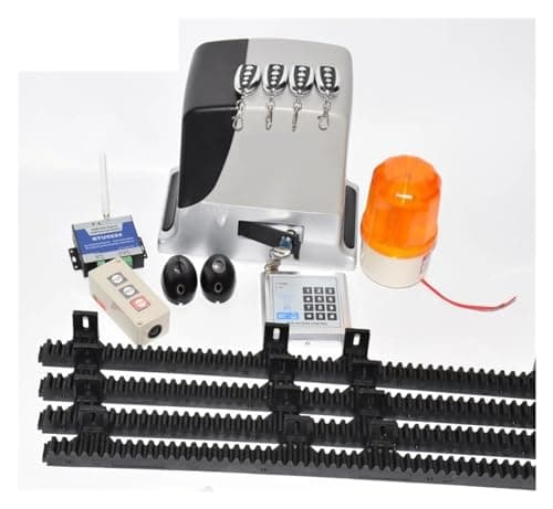 Image of Electric gate Opener, 600kg Automatic Electric GSM Sliding Gate Opener Motor Complete Kit 4m 5m 6m Racks with Photocell Lamp Button Keypad(5m Rack kit)