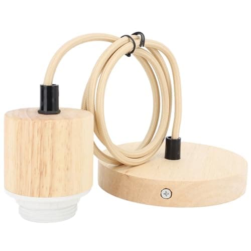 Image of Yosoo Health Gear Ceiling Pendant Light Fitting, E27 Vintage Antique Wooden Pendant Light Fitting Lamp Holder, Ceiling Socket Light Bulb Holder Fitting
