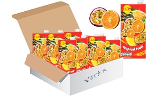 Image of Fruit Juice 1L – Pineapple, Coconut & Citrus Blend, All-Natural, Refreshing Summer Drink, Ready-to-Drink Beverage -sie (12 x Pack, Tropical Fruit)
