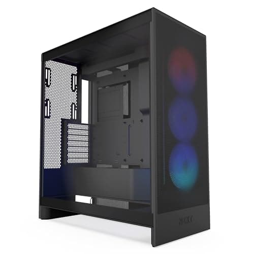 Image of NZXT H7 Flow RGB | Mid-Tower ATX Airflow Case with RGB Fans | Supports Bottom Fans for Direct GPU Cooling | Includes 360mm Single-Frame Fan Unit | Cable Management | Black